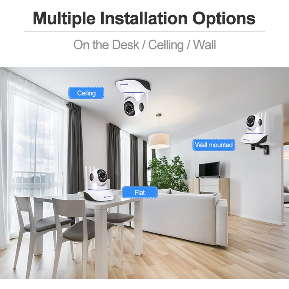 

Techage 1080P Wireless IP Camera Baby Monitor Dome Indoor 2-Way Audio Video CCTV Wifi PT Camera Security Surveillance P2P Alert