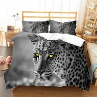 complete double bed duvet cover 3d leopard printed home textiels with pillowcase king double size bed linens coverlets
