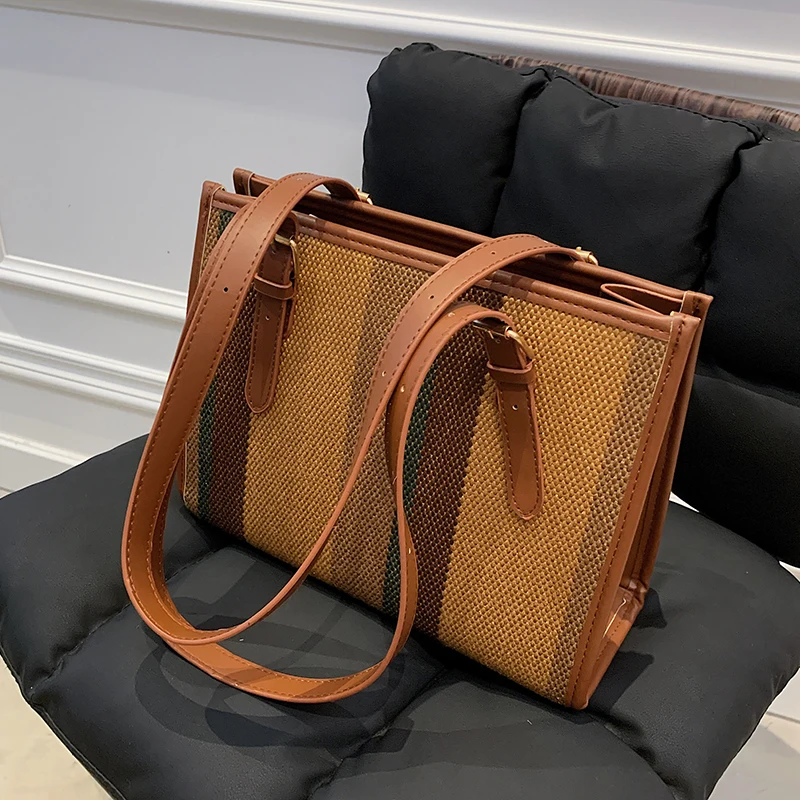 

Нишевый дизайн, популярная сумка, новинка 2021, женская сумка, осень/зима, вместительная сумка через плечо, универсальная Холщовая Сумка-тоут, ...