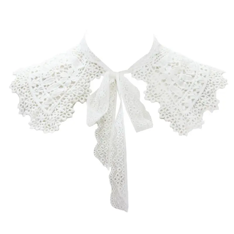 

Pastoral Style Womens Doll Fake Collar Hollow Out Floral Lace Half Shirt Shawl
