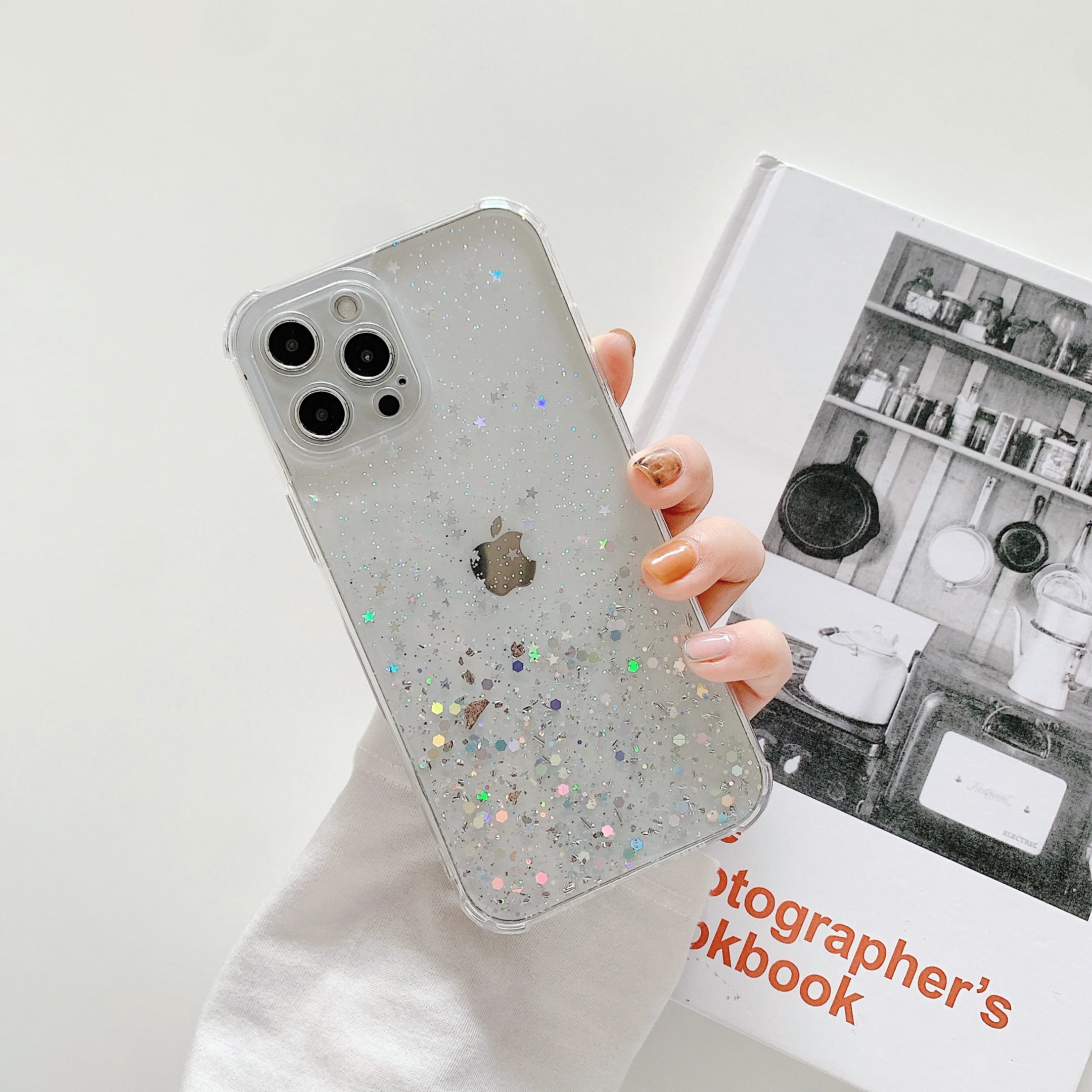 

Clear Glitter Phone Case For iPhone 12 Pro 11 Pro Max 12 Mini SE 2020 Cute Gradient Rainbow Sequins Coque