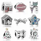 Блестящие бусины в виде радуги, слов, любви, ярких звезд, праздничное дерево, подходит для браслета Пандоры, серебряные подвески, ювелирные изделия