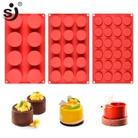 sj 3pcsset flat round mousse molds for cookies silicone bakeware set baking tools for cakes chocolate candy mold