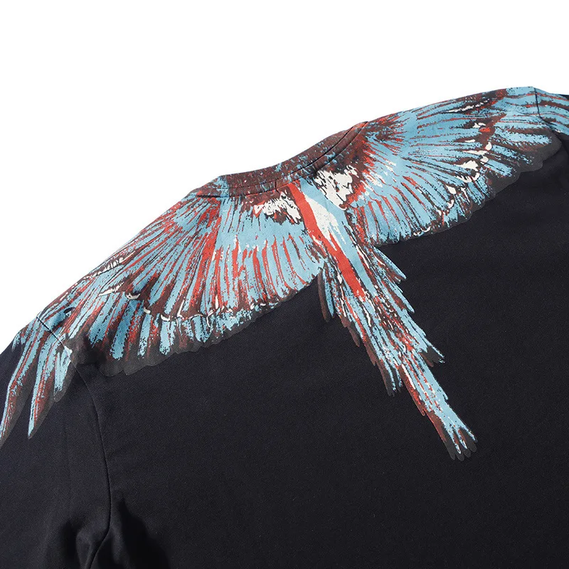 

Men's Fashion Short Sleeve Tshirt Colorful Wings Print Graphic T Shirt Summer Tops Women Marcelo Casual Highstreet Burlon Tees