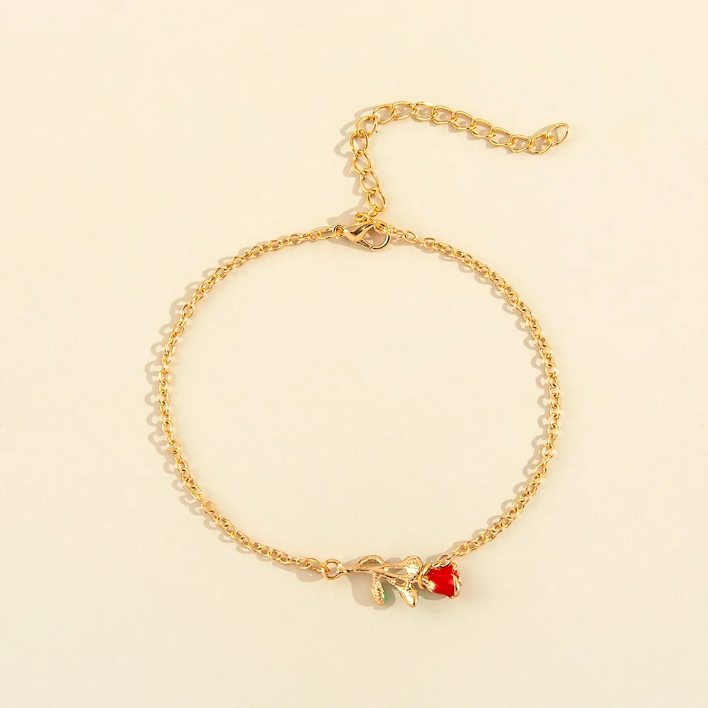 

HI MAN Bohemian Fashion Glamour Acrylic Rose Anklet Women Sweet Romantic Anniversary Party Gift Jewelry Accessories
