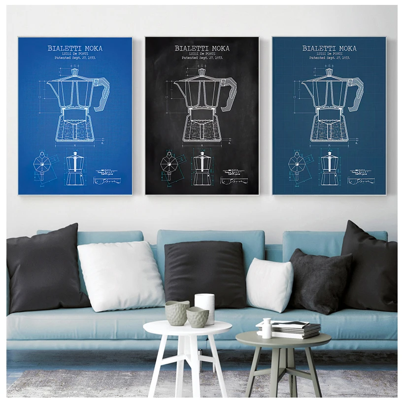 Кофейник патентные постеры и принты Bialetti Moka постер чертеж кофе Художественная