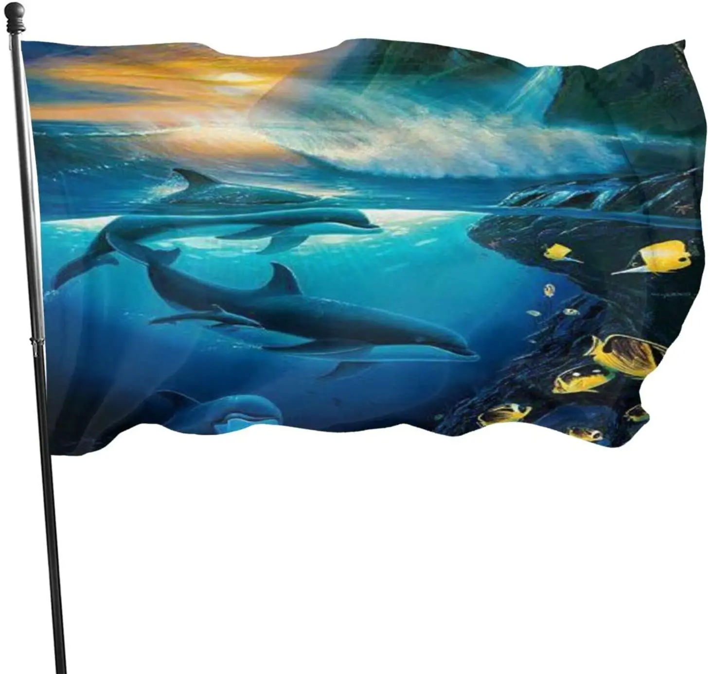 

Ocean Sea Life Whale Flag Indoor Outdoor Decoration Banner with Brass Grommets Vivid Color and UV Fade Resistant