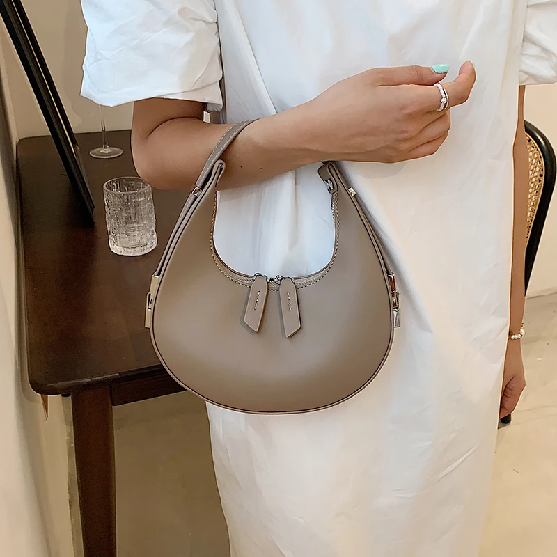 Роскошная винтажная кожаная сумка-клатч сумка через плечо с полумесяцем и