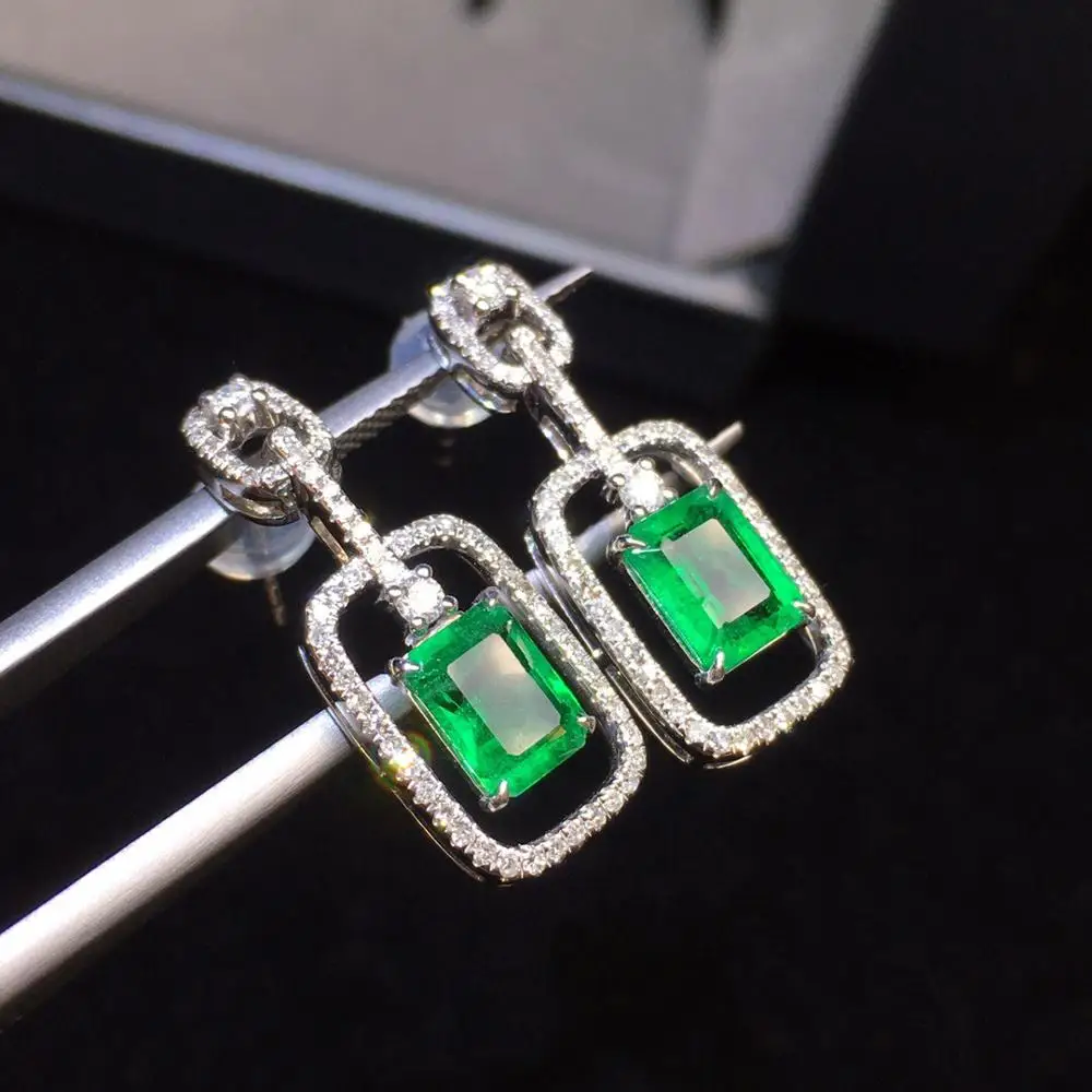 Серьги-подвески женские из золота 18 карат с изумрудом 1 96 карата | Украшения и