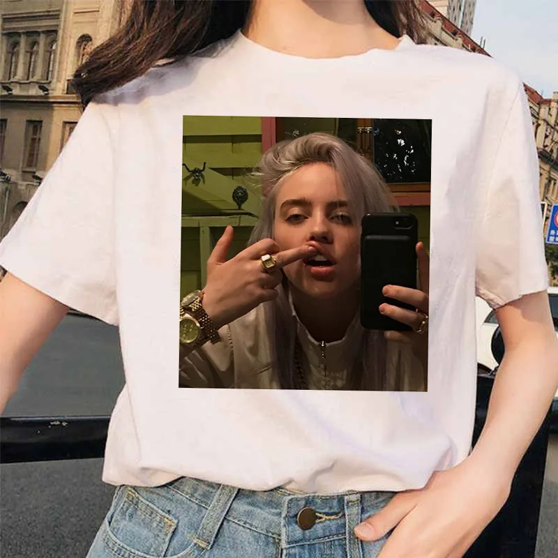 20495 Billie Eilish футболка уличная хип-хоп ee-рубашка для op vogue Женская рубашка Harajuku одежда смешная винтажная - Цвет: 20495