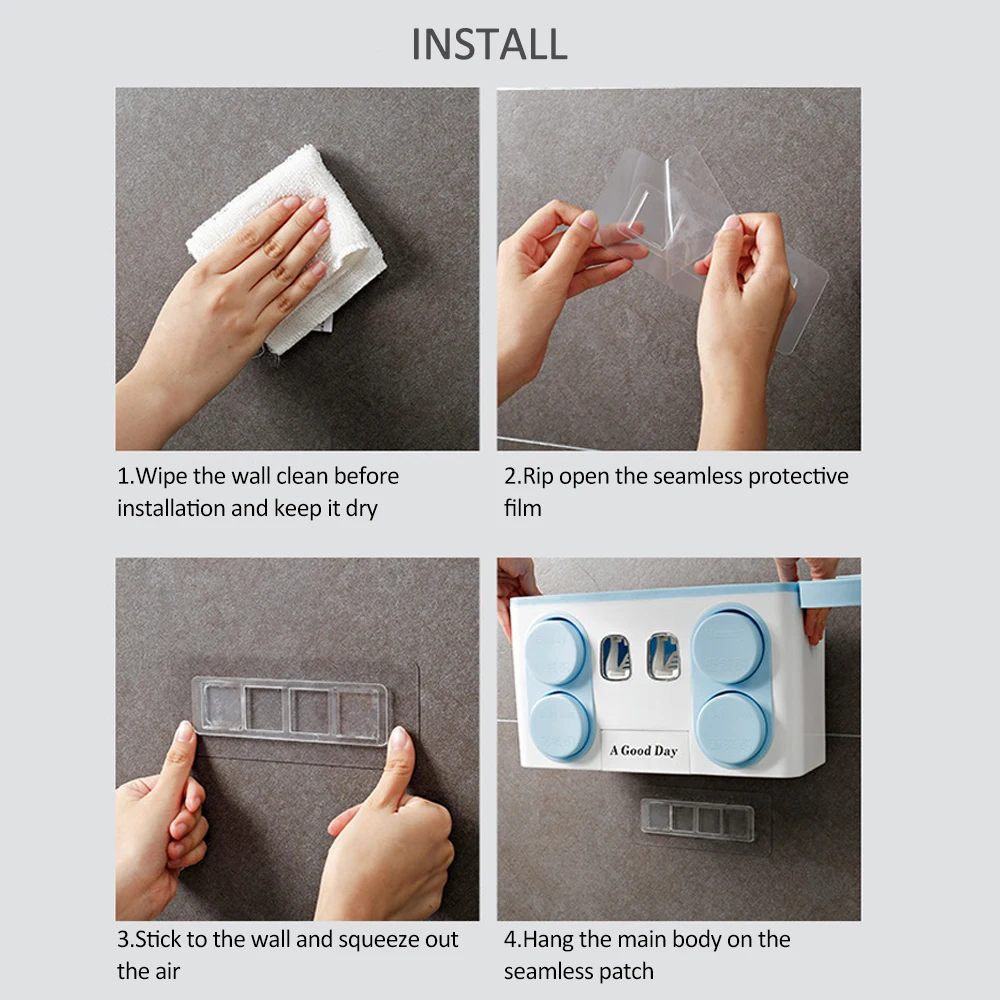 Многофункциональный держатель для зубной щетки можно повесить на стену