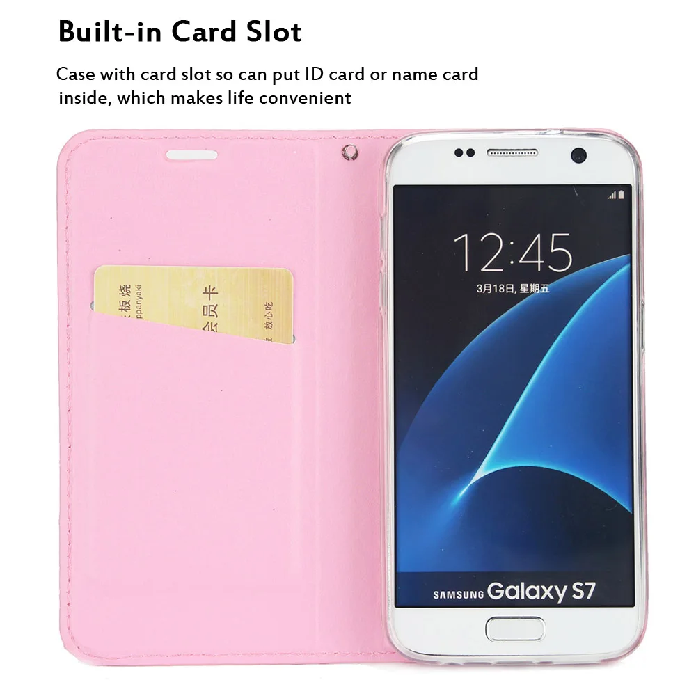 Блестящий кожаный чехол с отделениями для карт Samsung S5 S6 S7 S8 S9 Plus J3 J5 J7 2017 A5 A7 A8 2018 Note 8