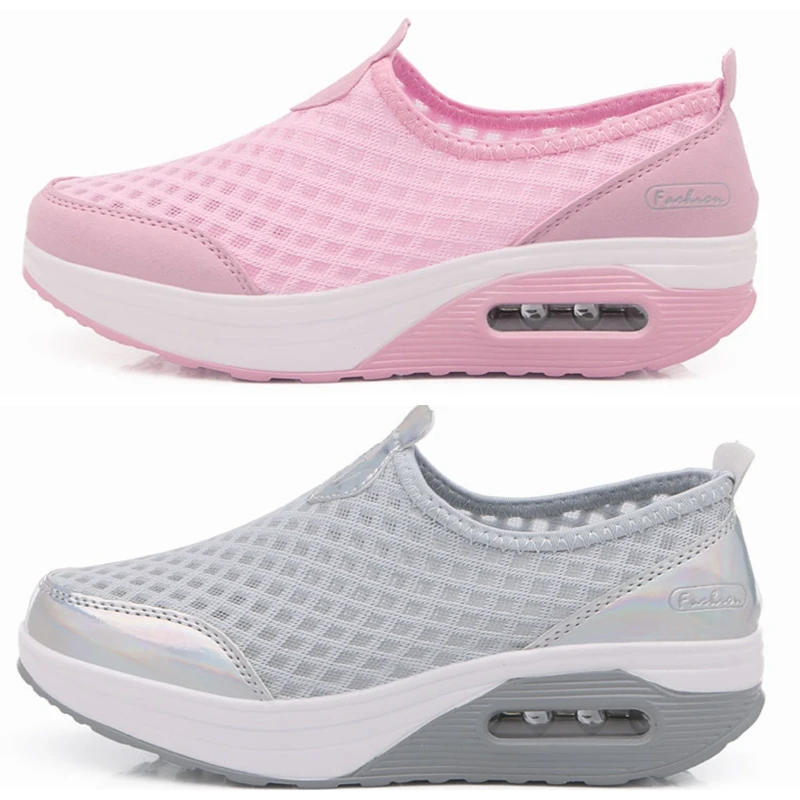 

women Casual Sneakers shoes Sport Fashion Height Increasing Woman 2019 Breathable Air Mesh Swing Wedges Sneakers Dropshipping