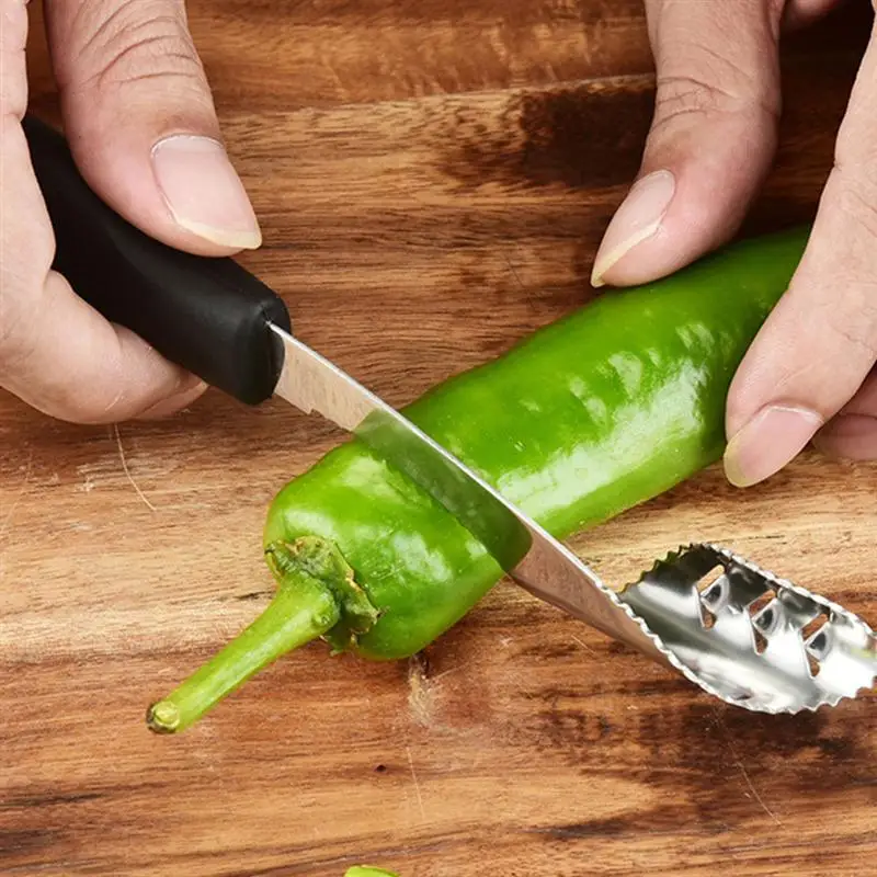 4 шт. перцеочиститель инструменты с зубчатыми ломтиками из нержавеющей стали