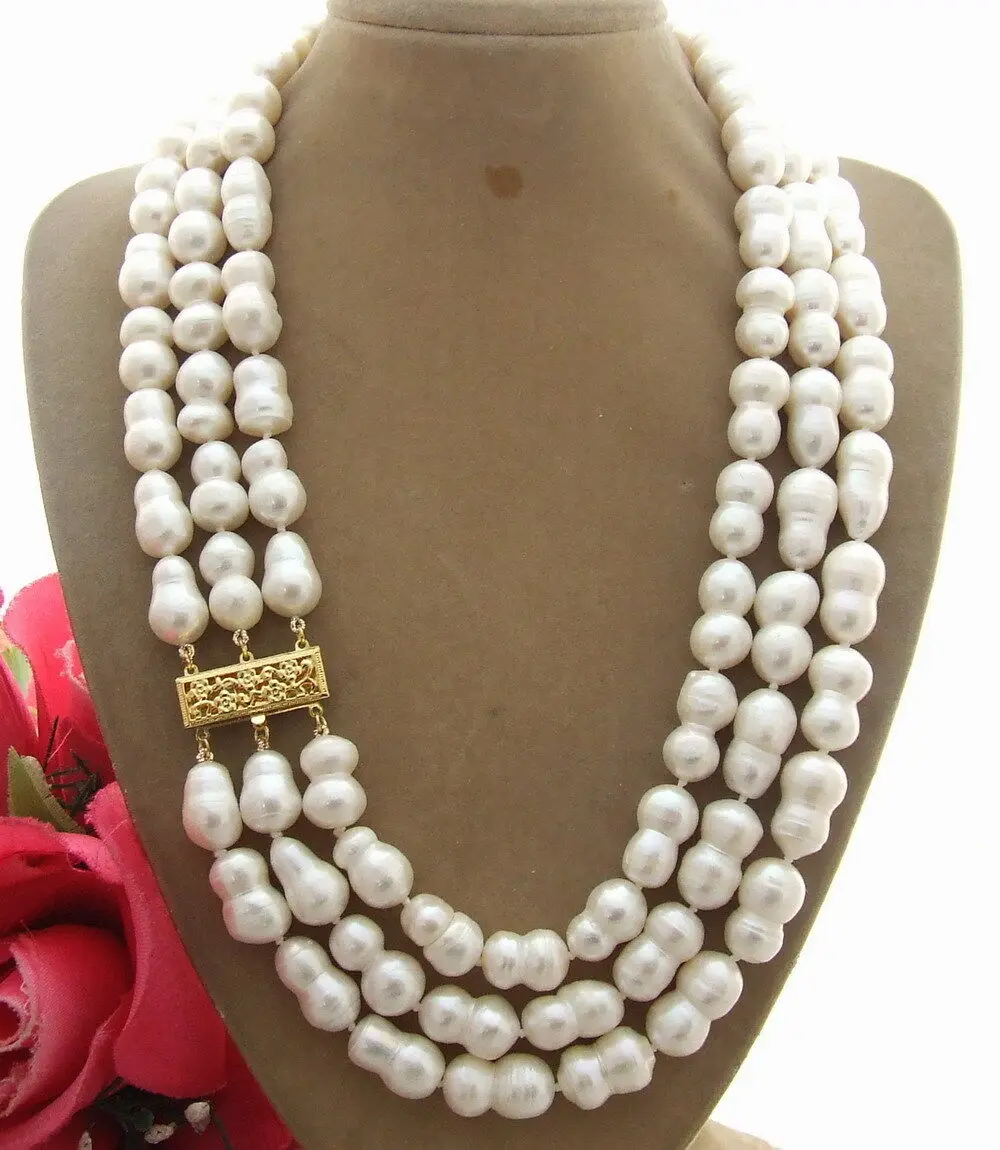 

18" 3Strands 16MM Fancy Pearl Necklace
