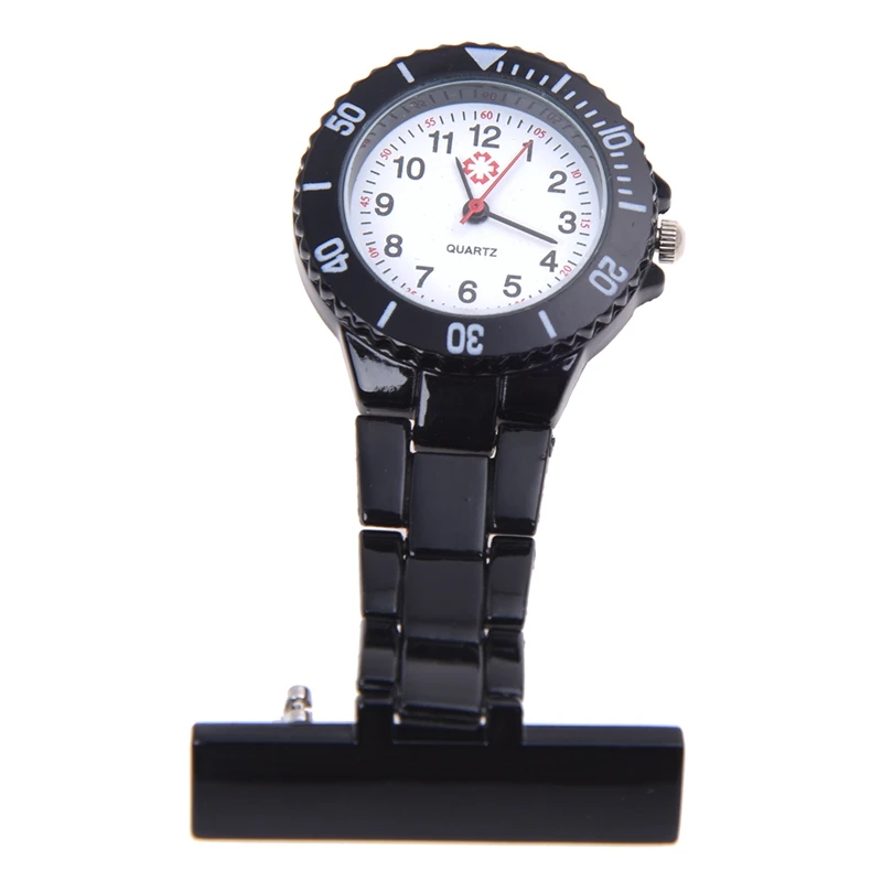 

Черный кварцевый механизм брошь Медсестра Брелок Туника карманные Подвесные часы