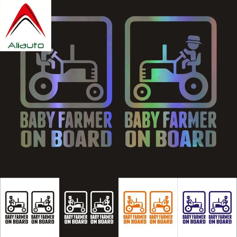 

Aliauto Custom Creative Car Stickers Baby Farmer Motorcycles Decoration 3D Reflective Decal Automobile Styling,15cm*11cm