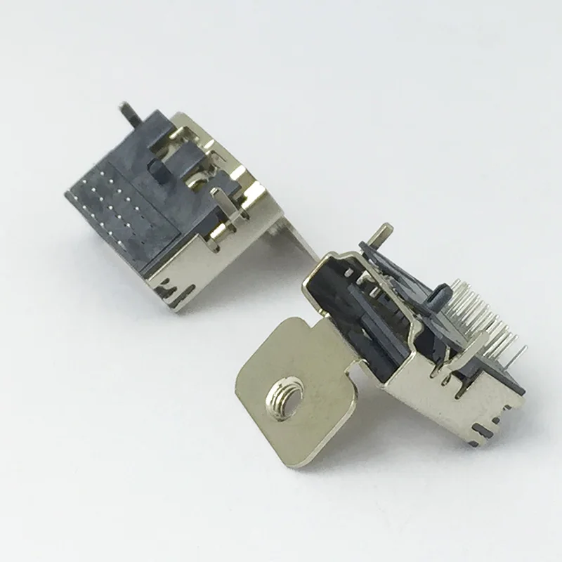 10 шт./лот HDMI SMT 19 Pin гнездовой разъем 90 градусов с фиксирующим отверстием PCBA