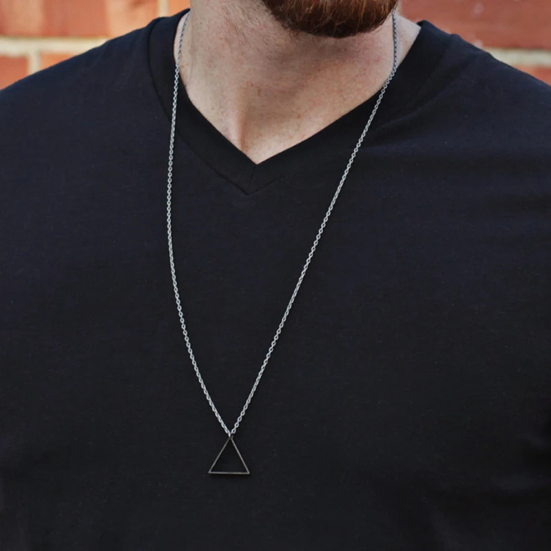 

New Black Rectangle Pendant Necklace Men Trendy Simple Stainless Steel Men's Necklace Collana Kolye Bijoux Collar Collier Homme