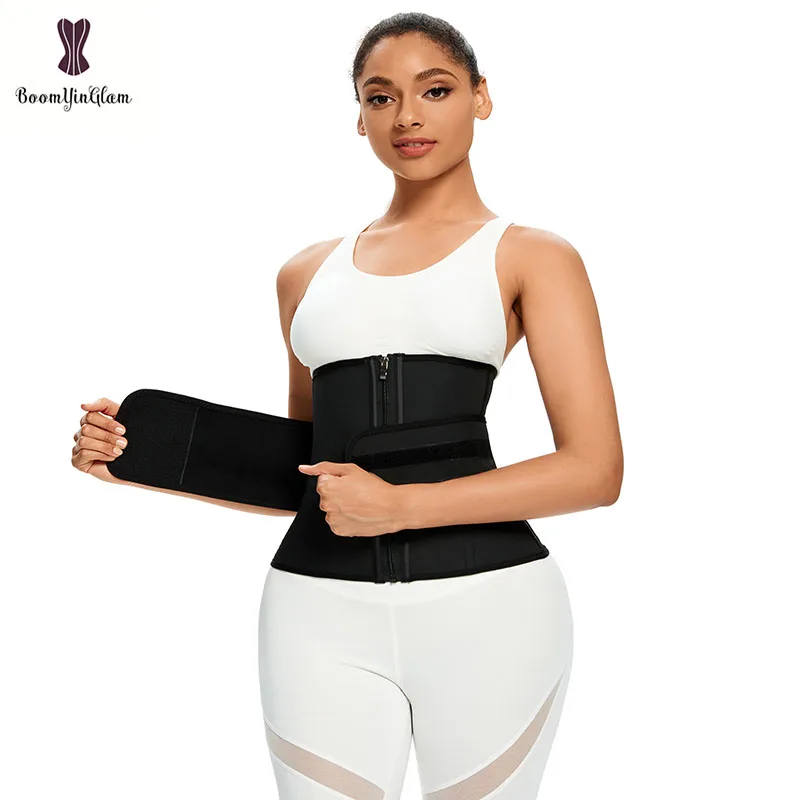 

Solid Black&Ivory-Colored Sweat Body Shapewear Zip And Hook Latex Slimming Sheath Corset 9 Stee Boned Waist Trainer Bustier