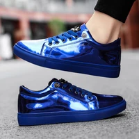 2021 fashion blue mens glitter shoes brand leather casual sneakers men board shoes low cut comfortable flats man zapatos hombre