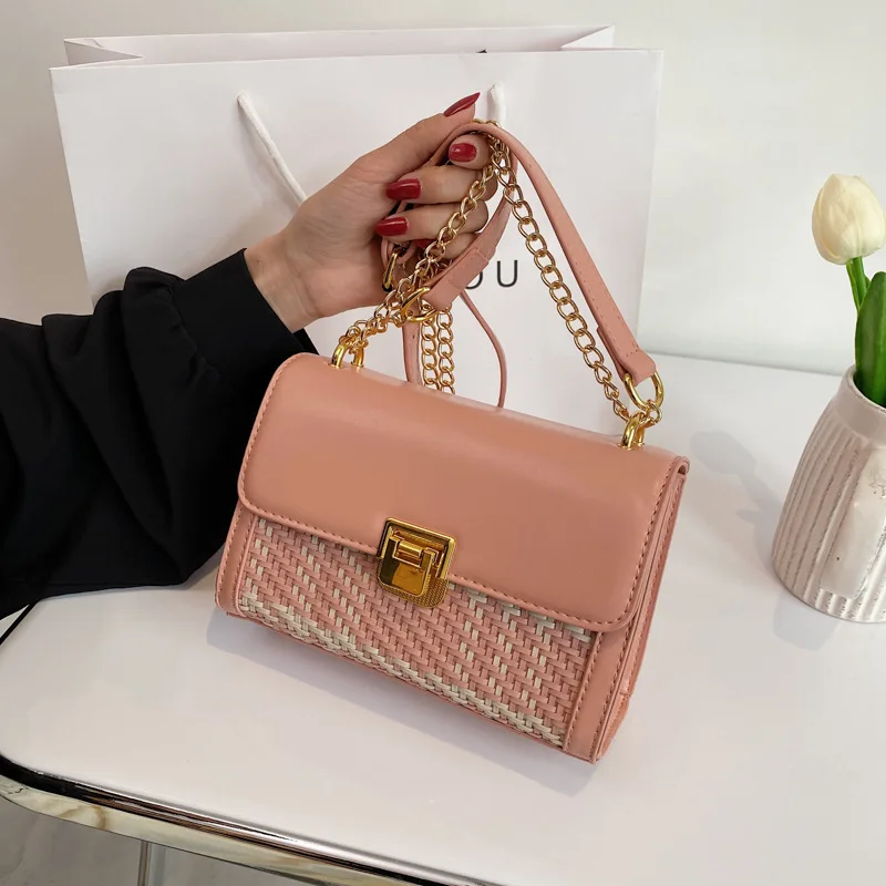 

Woven Bag 2021 Summer New Fashion Single Shoulder Small Square Bag Chain Bag Handbags Women Bags Designer Purses Crossbody