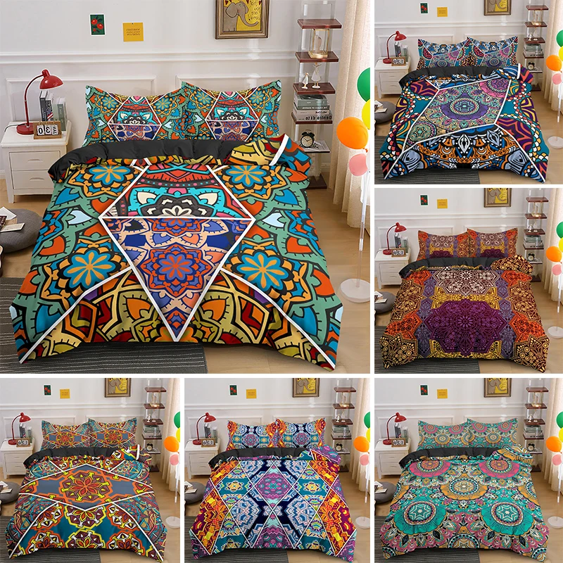 

Bohemia Geometric Mandala Luxury Single King Queen Bedding Sets Boho Quilt Comforter Duvet Cover With Pillowcase Bedclothes