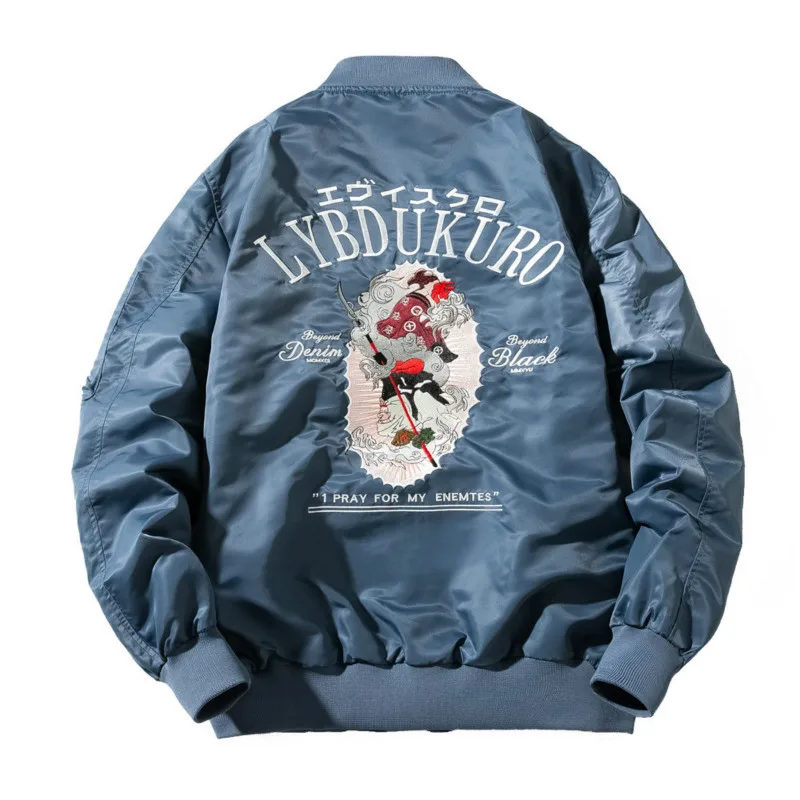 

Men Bomber Jacket Embroidery Autum Winter Pilot Jacket Bomber Japanese Jacket Fashion Letter Baseball Coat streetwear Male 2021