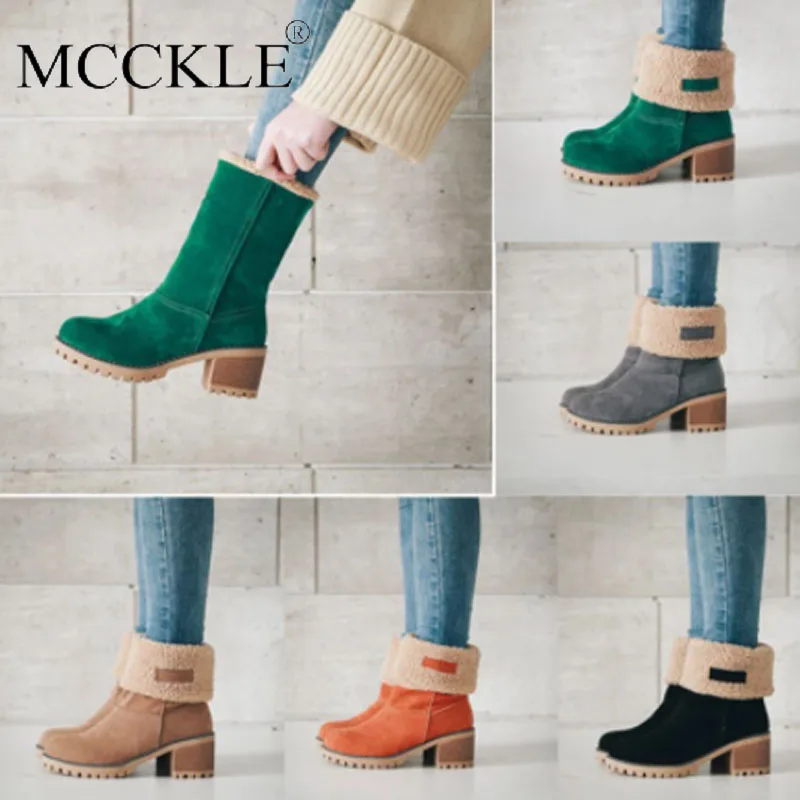 Зимние ботильоны из искусственного меха Женские однотонные Теплые для снега