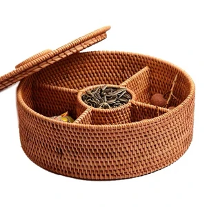 Осенняя корзина из ротанга, контейнер для еды, контейнер для хранения фруктов, сухофруктов, конфет, закуска, десерт, органайзер, подарок для чая, олова, 5 решеток