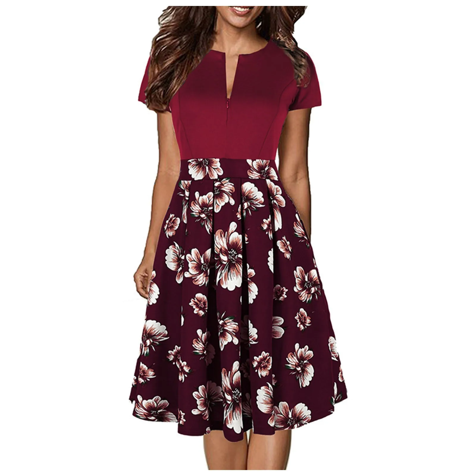 

Woman Dress Preppy Style Printing Clothing Women 2021 Summer V-Neck French Dress Harajuku Plus Size Boho Dresses Print
