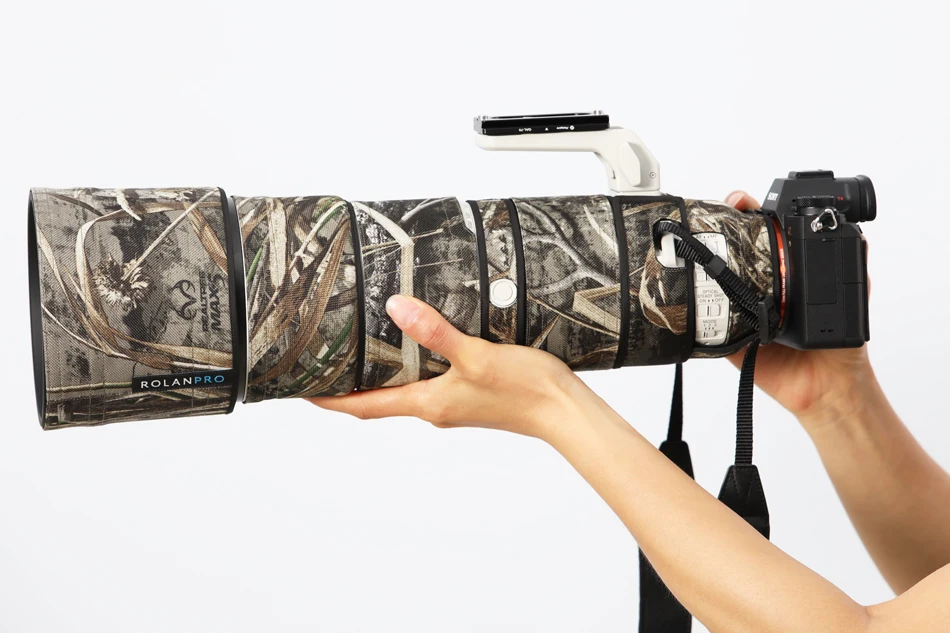 ROLANPRO Nylon wasserdichte Linse Camouflage Regenschutz für Sony FE 200–600 mm F5,6–6,3 G OSS Objektiv Schutzhülle Guns Kleidung – Detail 32