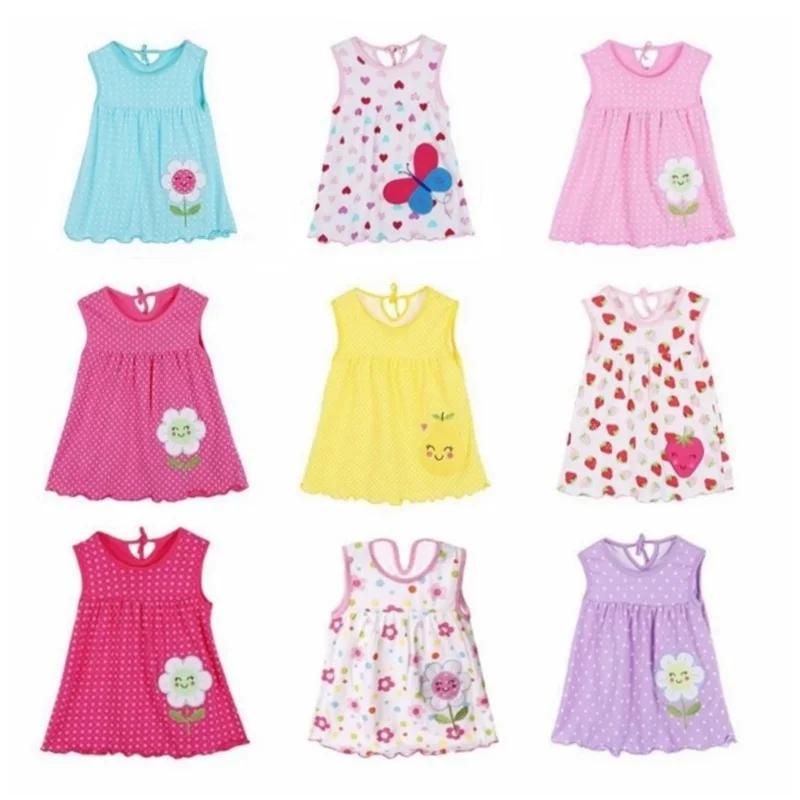 

0-24M New borns Cotton Flower Dresses Baby Girls Summer Multi Pattern Clothes