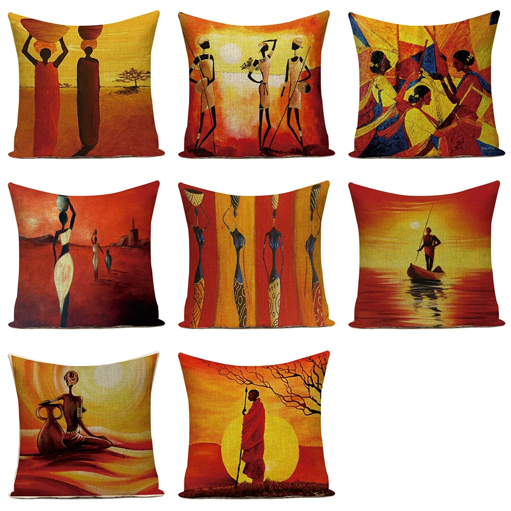 Африканские люди наволочки ретро декоративные подушки для дома Чехлы