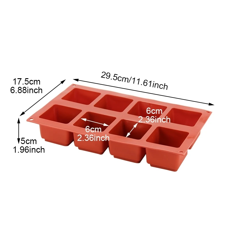 8 ячеек квадратная силиконовая форма для выпечки пирожных женская ручная работа