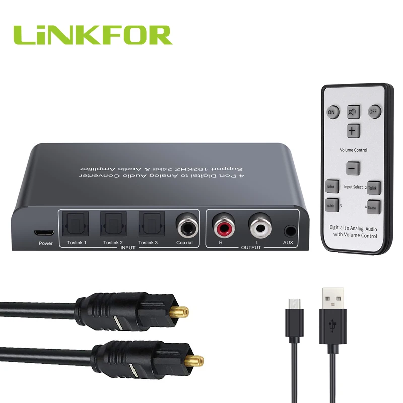 LiNKFOR 3 оптический SPDIF Toslink 1 коаксиальный цифро аналоговый аудио преобразователь с