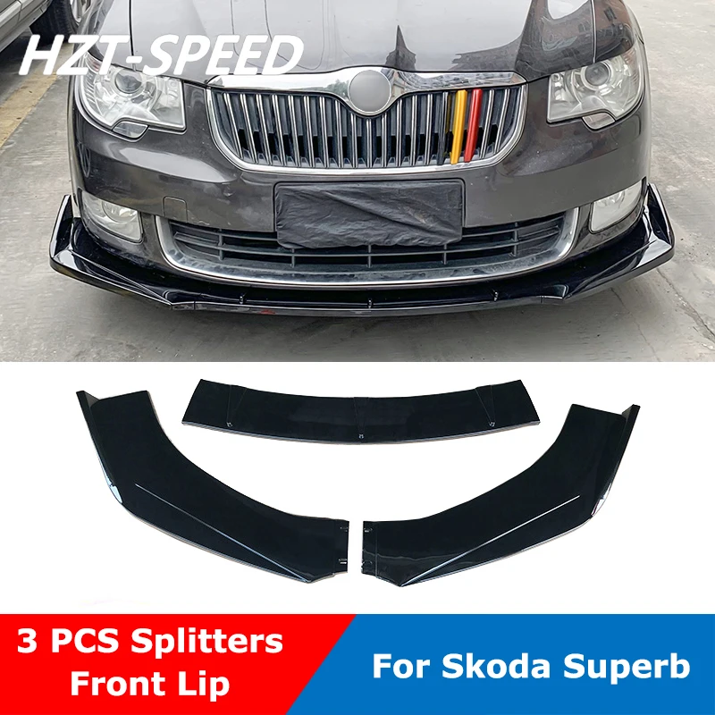 3 шт. ABS черный углеродное волокно смотрящий передний бампер губа Лопата диффузор