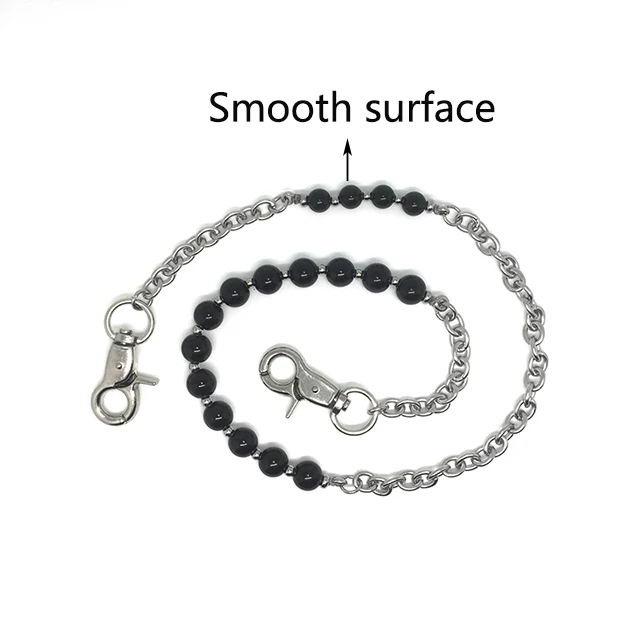Smooth Beads Мужской натуральный ювелирный камень металл, рок, панк Брюки-хипстер Жан брелок хип хоп из нержавеющей стали кошелек пояс-цепочка брелок - Цвет: Smooth Beads