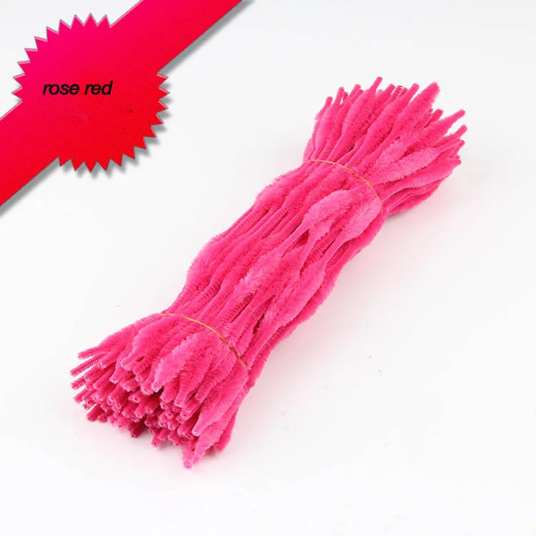 rose red 100 шт Красочные гофрированные шенилле Стебли трубы скрученный стержень ручной материал, аксессуары для поделок Детские интеллектуальные игрушки Дети - Цвет: rose red