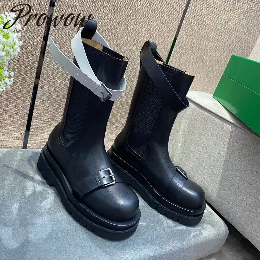 

Prowow New Genuine Leather HIgh Quality Autumn Winter Boots Women Platform Luxury Brand Designer Boots Women Botas Mujer