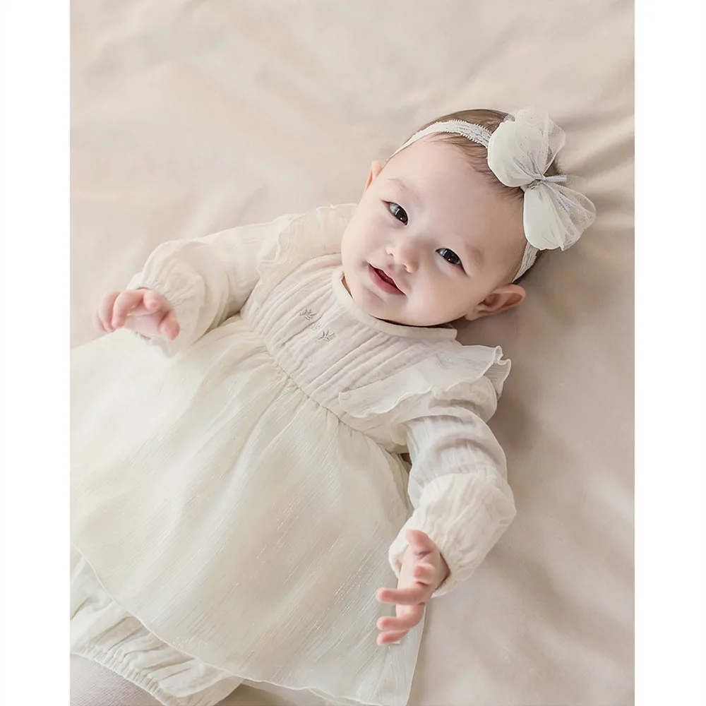 Детское Хлопковое платье с длинным рукавом и вышивкой|Платья| |