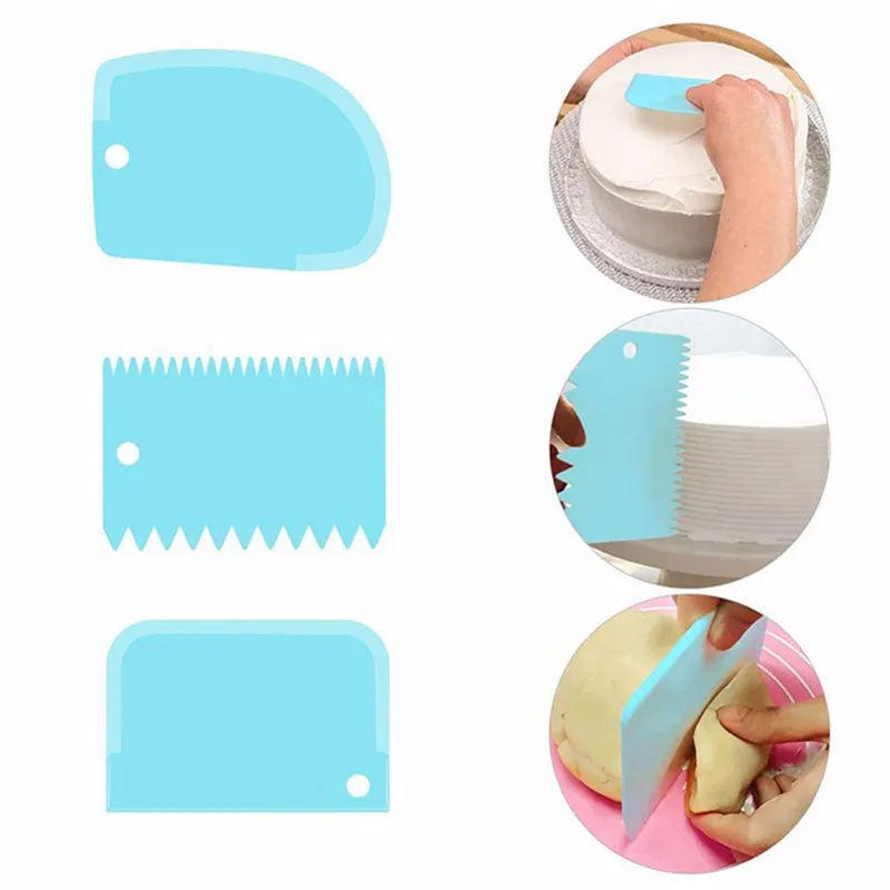 3 шт./лот резак для теста и торта шпатель крема скребок пастообразных резаков с