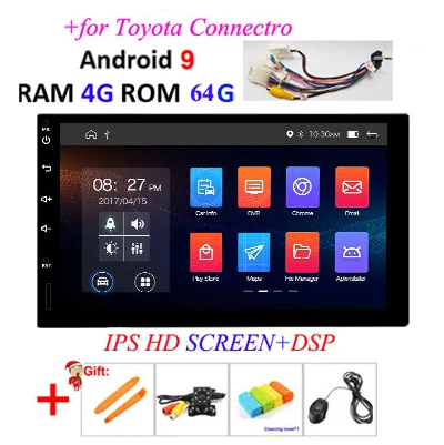 DSP ips 4G 64G Android 9,0 2 Din Универсальное автомобильное радио ПК мультимедийный плеер видео gps головное устройство в тире для NISSAN/VW/TOYOTA OBD2 - Цвет: TOYOTA4G64G IPSDSP A