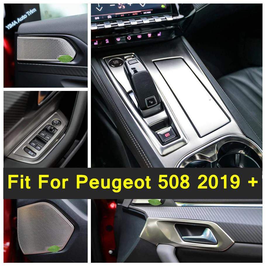 

Window Glass Lift / Speaker / Door Handle Bowl / Gear Shift Box Cover Trims Silver Accessories Fit For Peugeot 508 2019 - 2021