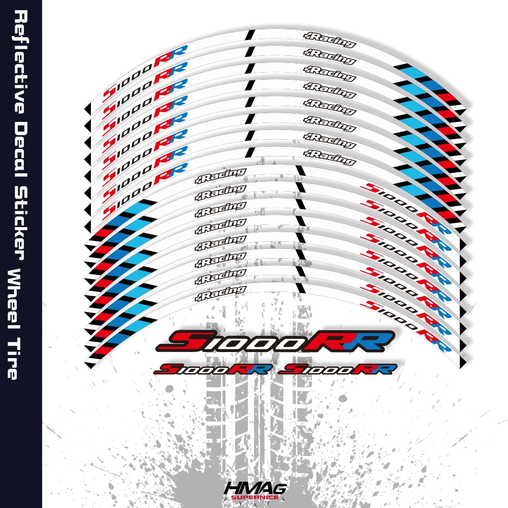 

For BMW S1000RR S1000 RR 17 Inches Motorcycle Sticker Decals Reflective Waterproof Wheel Hub Wheel Racing Sticker Decal