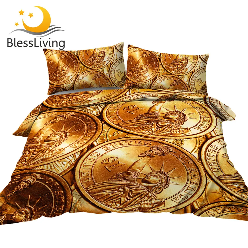 

Комплект постельного белья с монетами, статуей свободы