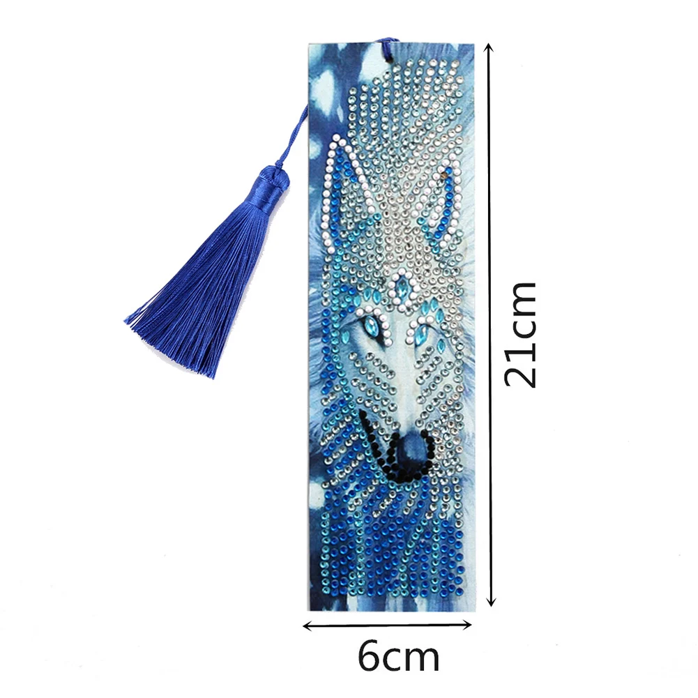 

DIY Special Shape Diamond Painting Bookmark Tassel Wolf DIYCraftCross Embroidery Eco-friendly Embroidery Book Logo