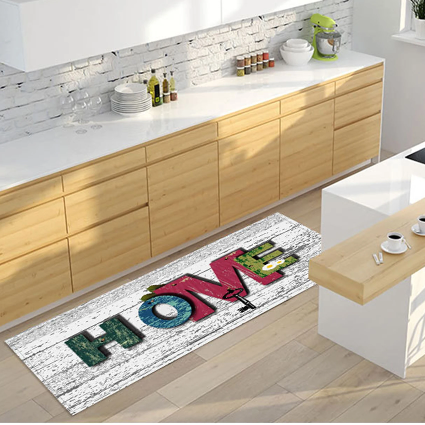 Felpudo Antideslizante para el Hogar, Alfombra Lavable con Estampado Largo, para la Entrada, la Cocina, la Sala de Estar o el Ba&ntilde;o, Tambi&eacute;n para Mesita de Noche o para Decoraci&oacute;n-1