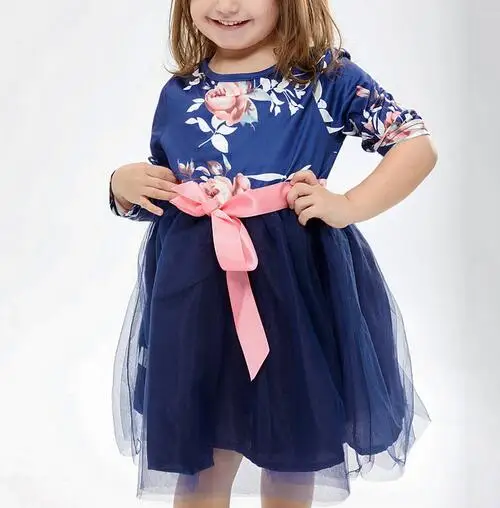 Платье с длинным рукавом для мамы и дочки цветочным принтом | Мать ребенок