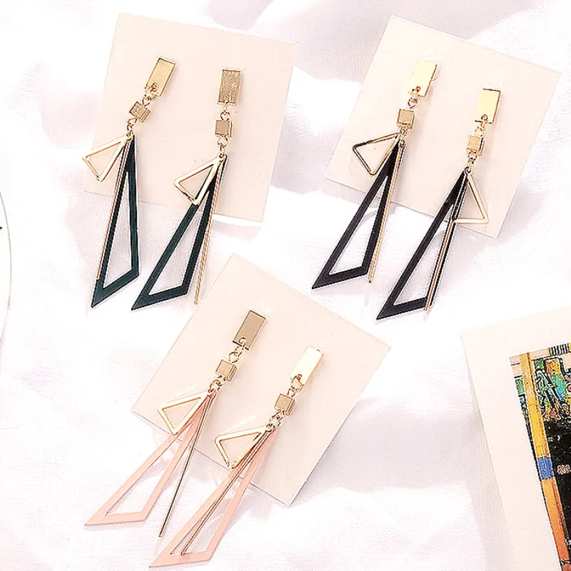 Длинные геометрические серьги в европейском и американском стиле женские